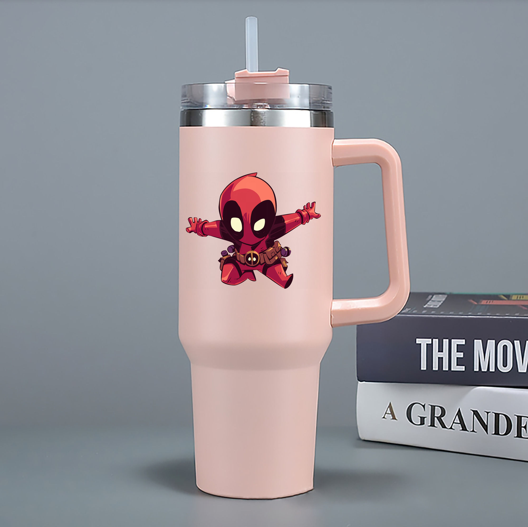 （画像用） Deadpool デッドプール 1200mL車用タンブラー - クリスタルステッカー（プラスチックストロー付き）